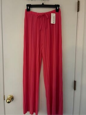 Hot Pink Pleated Wide Leg Pants #44